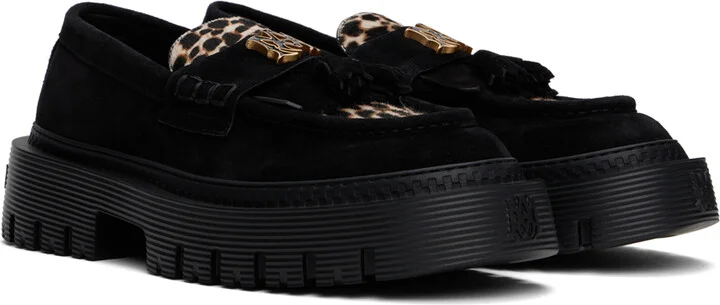 AMIRI Black MA Tassle Leopard Jumbo Loafers - Image 4