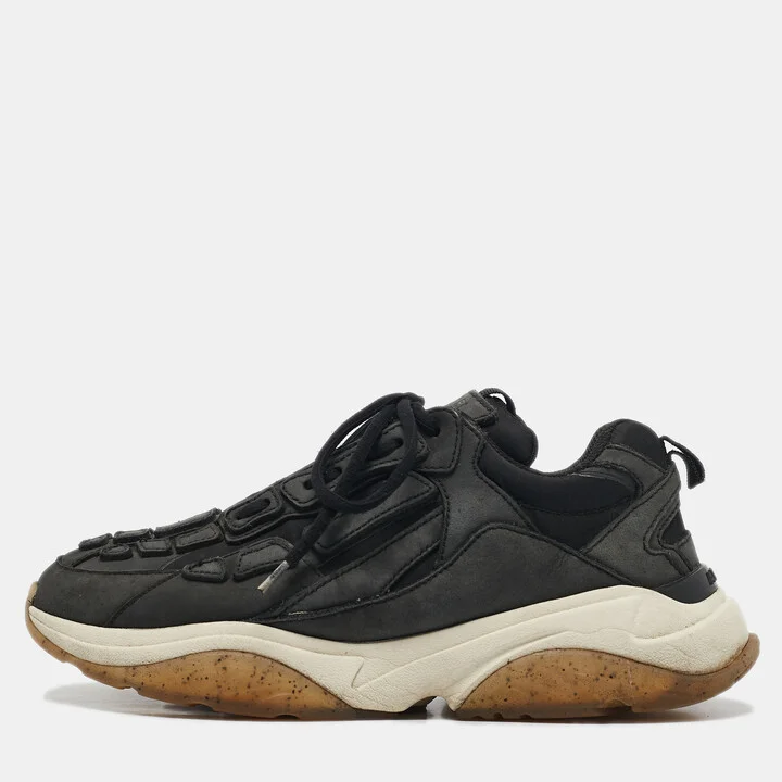 Amiri Black Nubuck Leather Bone Runner Lace Up Sneakers Size 40