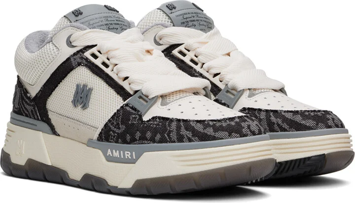 AMIRI Black & Off-White Bandana Denim MA-1 Sneakers - Image 4