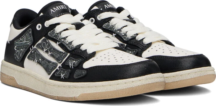 AMIRI Black & White Bandana Skel Top Low Sneakers - Image 4
