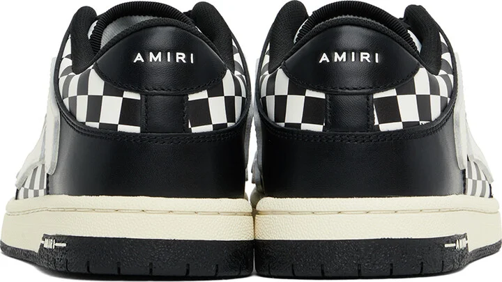 AMIRI Black & White Checkered Skel Top Low Sneakers - Image 2