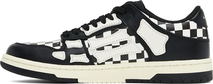 AMIRI Black & White Checkered Skel Top Low Sneakers - Image 3