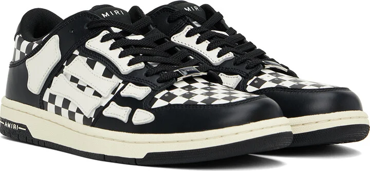 AMIRI Black & White Checkered Skel Top Low Sneakers - Image 4