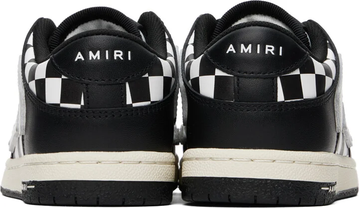 AMIRI Black & White Checkered Skel Top Low Sneakers - Image 2
