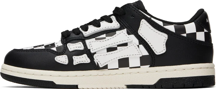 AMIRI Black & White Checkered Skel Top Low Sneakers - Image 3
