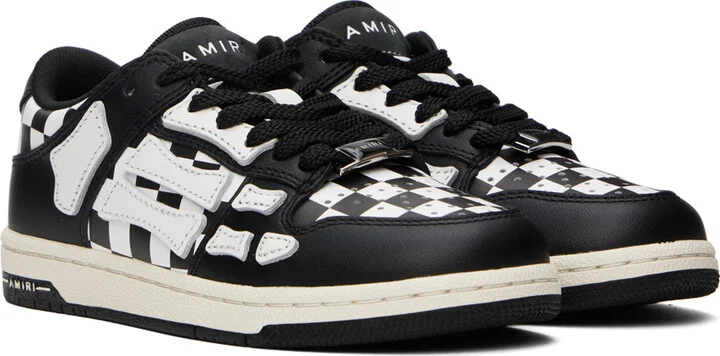 AMIRI Black & White Checkered Skel Top Low Sneakers - Image 4