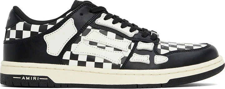 AMIRI Black & White Checkered Skel Top Low Sneakers