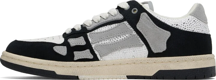 AMIRI Black & White Crystal Skel-Top Low Sneakers - Image 3