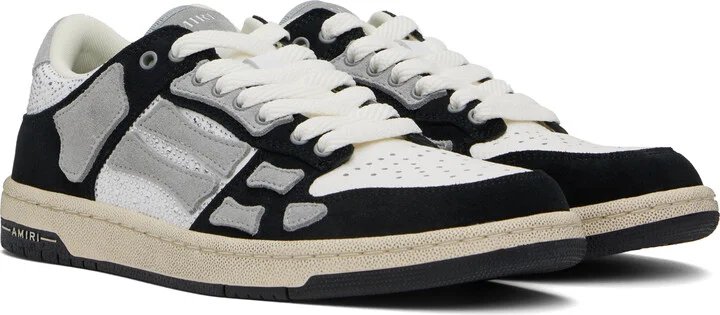 AMIRI Black & White Crystal Skel-Top Low Sneakers - Image 4