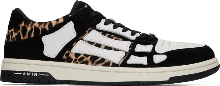 AMIRI Black & White Leopard Skel-Top Low Sneakers