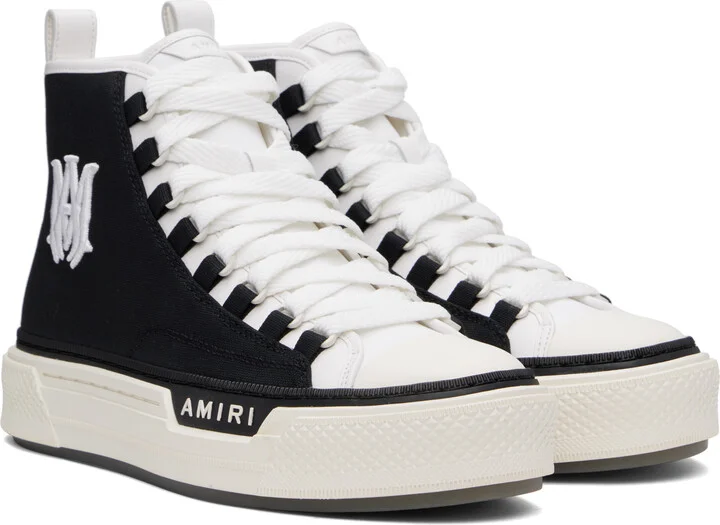 AMIRI Black & White MA Court Hi Sneakers - Image 4