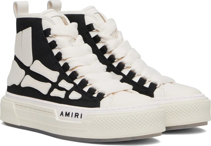 AMIRI Black & White Skel Court Hi Sneakers - Image 4