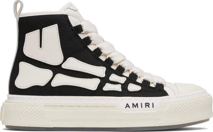 AMIRI Black & White Skel Court Hi Sneakers