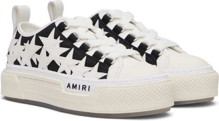 AMIRI Black & White Stars Court Low Sneakers - Image 4