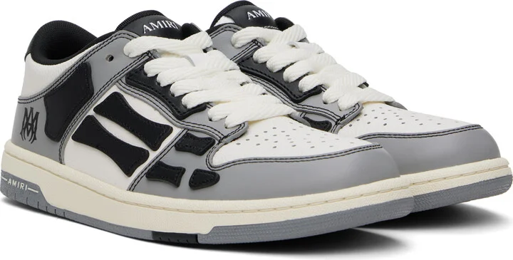 AMIRI Black & White Varsity Skel Top Low Sneakers - Image 4
