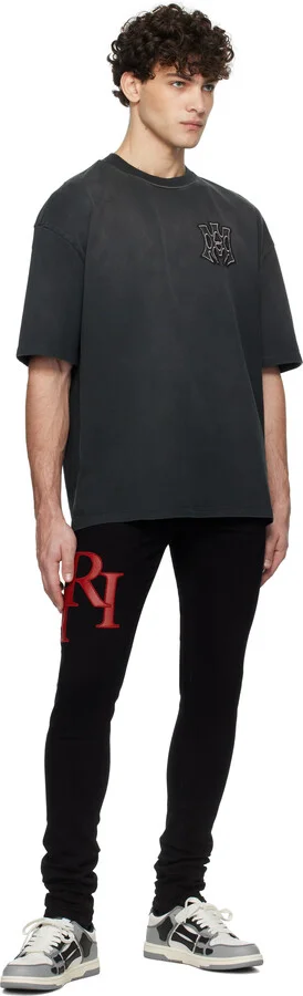 AMIRI Black & White Varsity Skel Top Low Sneakers - Image 5