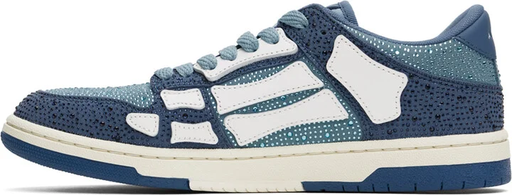 AMIRI Blue Crystal Skel-Top Low Sneakers - Image 3