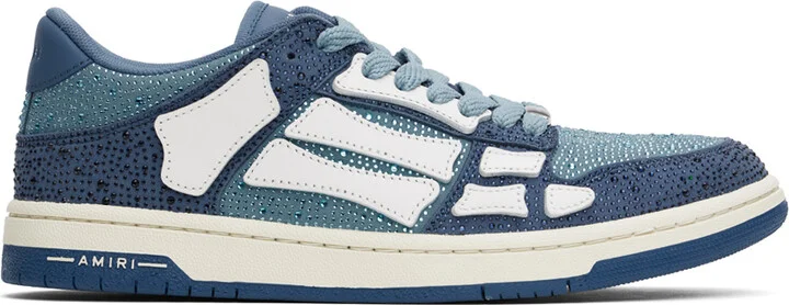 AMIRI Blue Crystal Skel-Top Low Sneakers