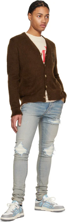AMIRI Blue & Gray Varsity Skel Top Low Sneakers - Image 5