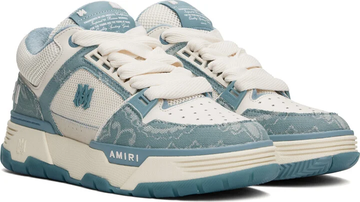 AMIRI Blue & Off-White Bandana Denim MA-1 Sneakers - Image 4