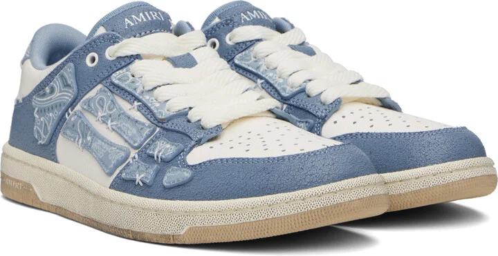 AMIRI Blue & White Bandana Skel Top Low Sneakers - Image 4