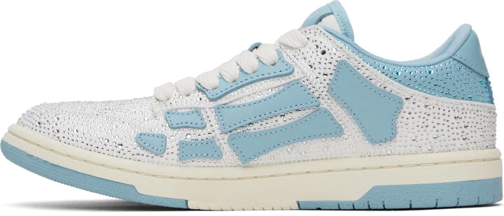 AMIRI Blue & White Crystal Skel Top Low Sneakers - Image 3