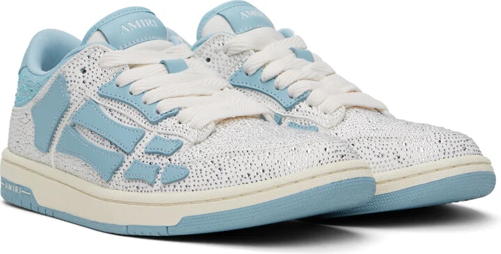 AMIRI Blue & White Crystal Skel Top Low Sneakers - Image 4