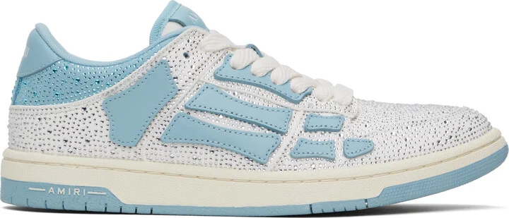 AMIRI Blue & White Crystal Skel Top Low Sneakers