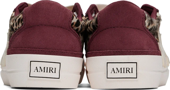 AMIRI Burgundy & Beige Leopard Sunset Skate Sneakers - Image 2
