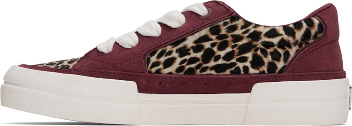 AMIRI Burgundy & Beige Leopard Sunset Skate Sneakers - Image 3