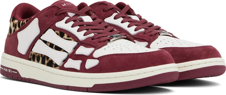 AMIRI Burgundy Leopard Skel-Top Sneakers - Image 4