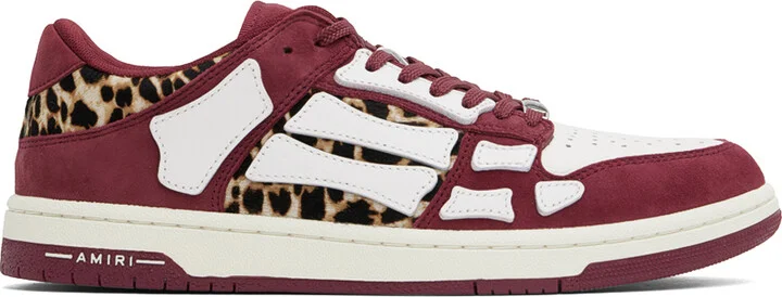 AMIRI Burgundy Leopard Skel-Top Sneakers