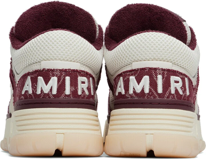 AMIRI Burgundy & Off-White Bandana Denim MA-1 Sneakers - Image 2