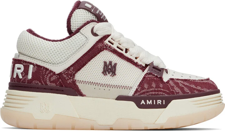 AMIRI Burgundy & Off-White Bandana Denim MA-1 Sneakers