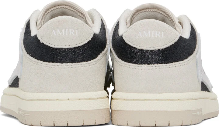 AMIRI Gray & Black Glitter Suede Skel Top Low Sneakers - Image 2