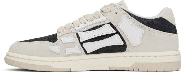 AMIRI Gray & Black Glitter Suede Skel Top Low Sneakers - Image 3