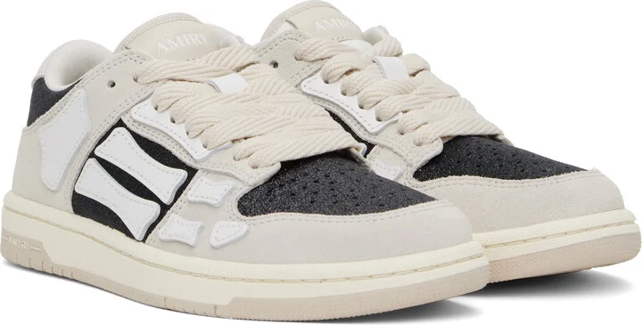 AMIRI Gray & Black Glitter Suede Skel Top Low Sneakers - Image 4