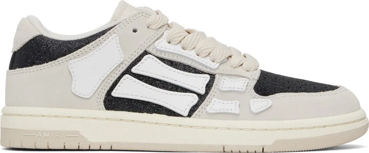 AMIRI Gray & Black Glitter Suede Skel Top Low Sneakers