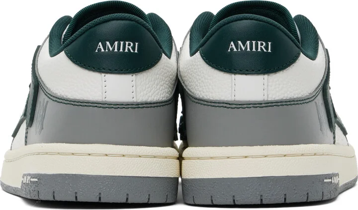 AMIRI Gray & Green Varsity Skel Top Low Sneakers - Image 2