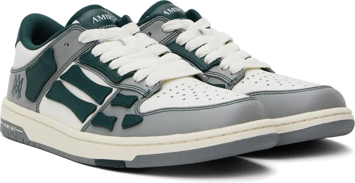 AMIRI Gray & Green Varsity Skel Top Low Sneakers - Image 4