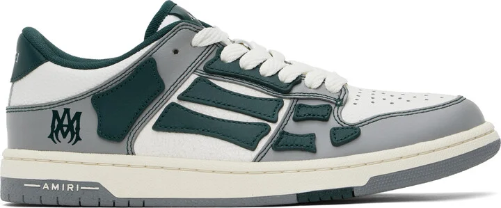 AMIRI Gray & Green Varsity Skel Top Low Sneakers