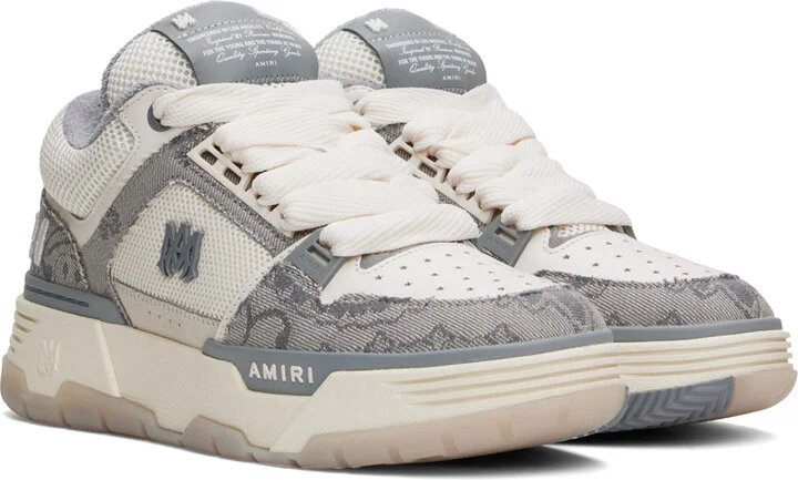 AMIRI Gray & Off-White Bandana Denim MA-1 Sneakers - Image 4