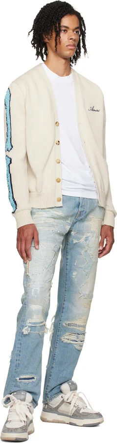 AMIRI Gray & Off-White Bandana Denim MA-1 Sneakers - Image 5