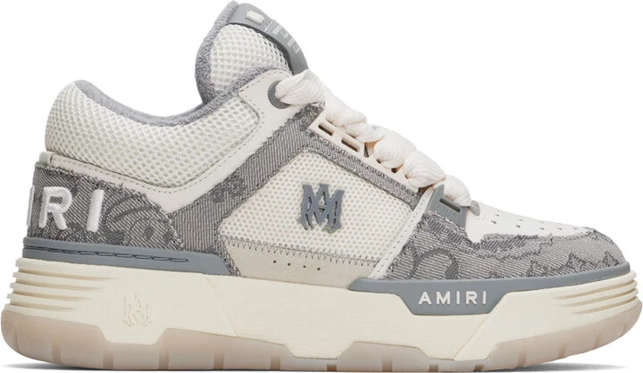 AMIRI Gray & Off-White Bandana Denim MA-1 Sneakers