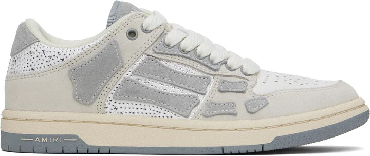 AMIRI Gray & White Crystal Suede Skel Top Low Sneakers