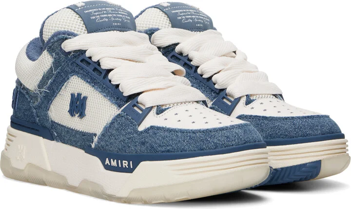AMIRI Indigo & White Vintage Denim MA-1 Sneakers - Image 4