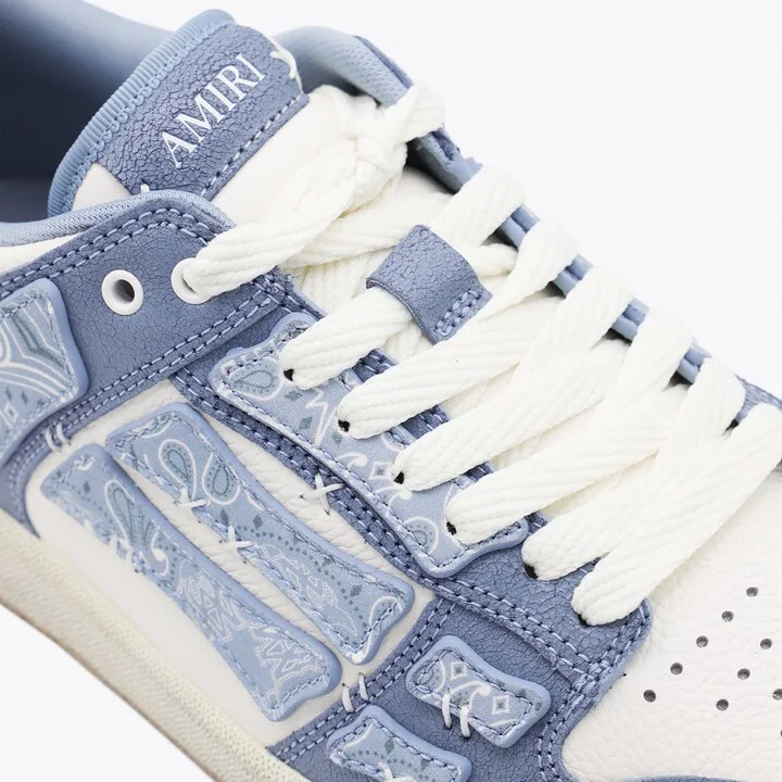 Amiri Light Blue Leather Bandana Skel Low Top Sneakers - Image 4