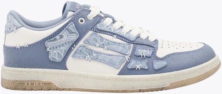 Amiri Light Blue Leather Bandana Skel Low Top Sneakers