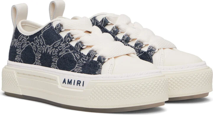 AMIRI Navy & White MA Quad Denim Court Low Sneakers - Image 4