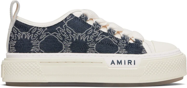 AMIRI Navy & White MA Quad Denim Court Low Sneakers